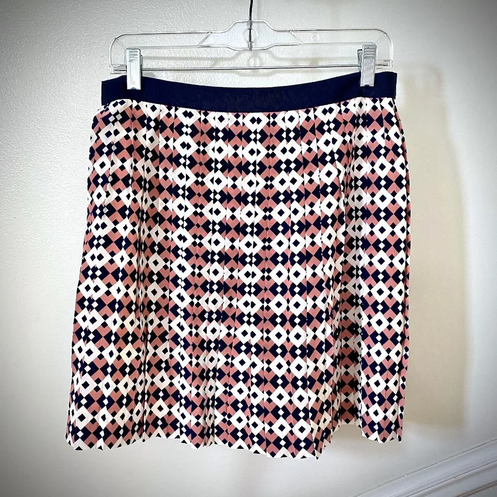 J. Crew Tile Silk Pleated Mini Skirt, size 4
